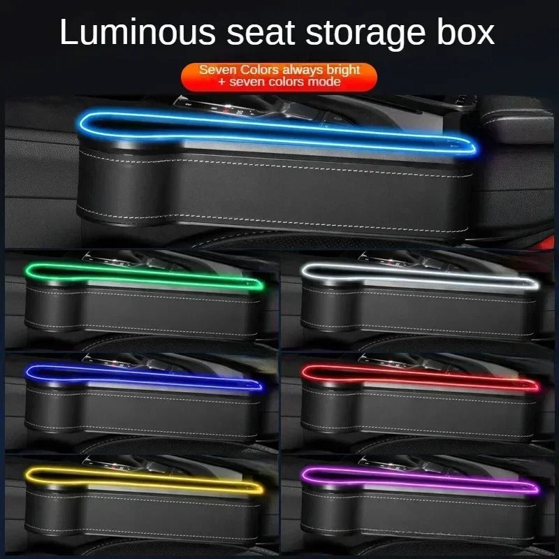 Smart Car Gap Organizer with Dual USB & LED Lighting