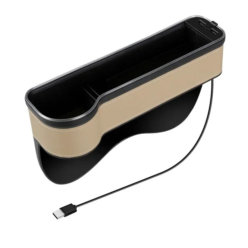 Smart Car Gap Organizer with Dual USB & LED Lighting