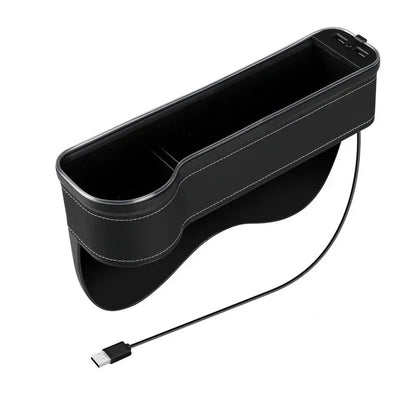 Smart Car Gap Organizer with Dual USB & LED Lighting