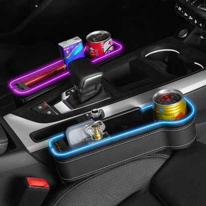 Smart Car Gap Organizer with Dual USB & LED Lighting